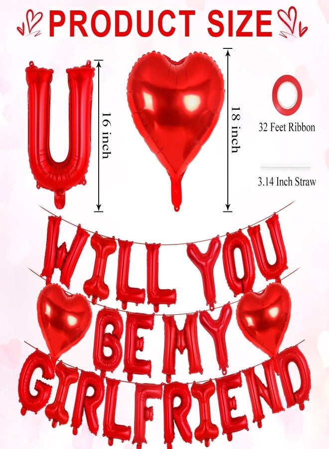 YOTHORN 16 Inch Red 'WILL YOU BE MY GIRLFRIEND' Balloons, Foil Proposal Confession Balloons, Valentines Day Balloon, Love Balloon Banner for Wedding Engagement Galentines Day Bridal Shower Decor - Image 2